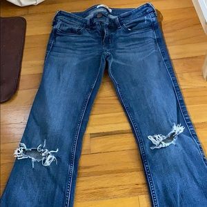 Hollister flare jeans with distressed knees